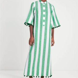Kate Spade Pesto Awning Stripe Pom Pom Tunic Kaftan